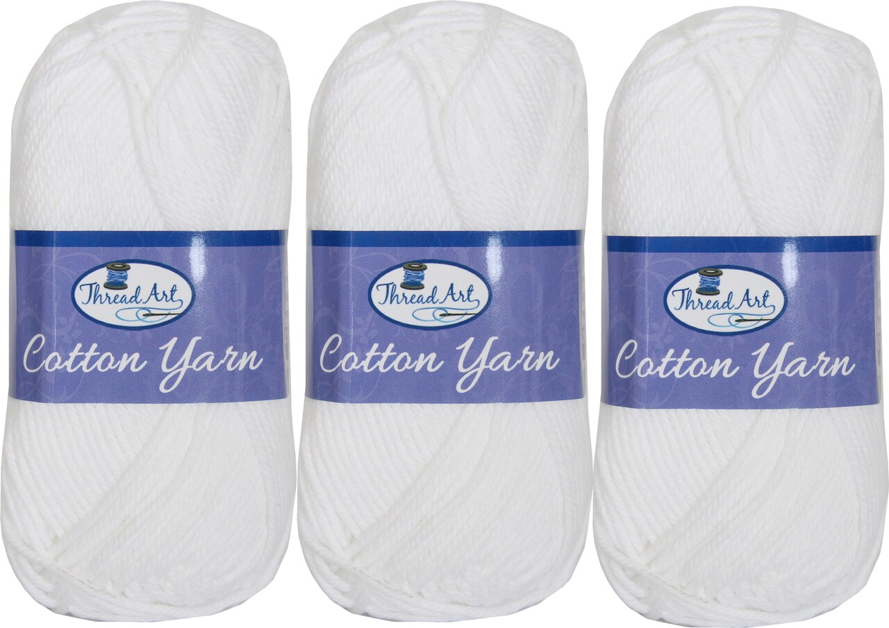 Threadart 100% Pure Cotton Crochet Yarn Size 4 | 50 gram Skeins | Worsted Medium | 85 yds per Skein | 30 Colors Available | Singles, 3 Packs, 6 Packs